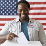 Apply Now: High Paying U.S. Jobs With Free Visa Sponsorship in 2025 A black man checking a document with a U.S. flag at the background.